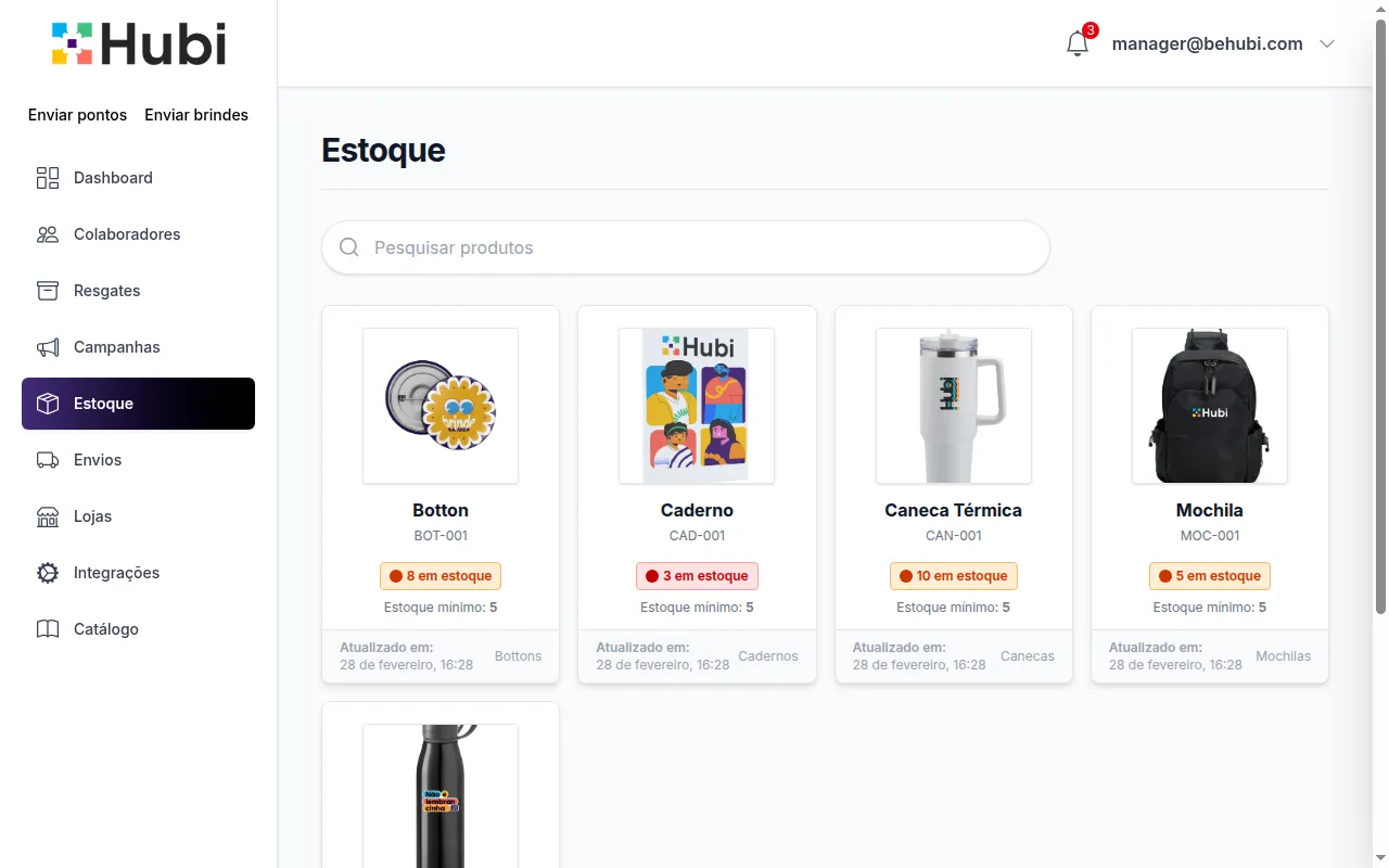 Gestão de estoque de kits Hubi